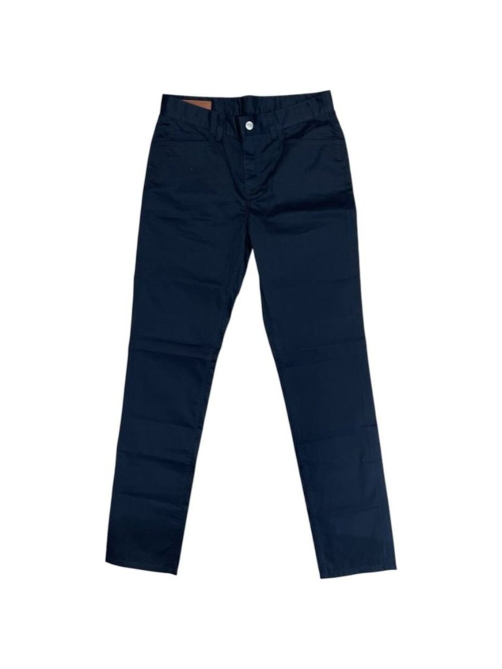 Hermes Cotton Pants Logo Leather Patch Sellier Buttons Navy Casual